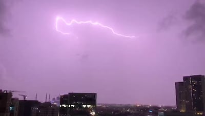 Lightning strikes over Abu Dhabi on April 16. The storm was caused by a very slow-moving, low-pressure weather system over the eastern Arabian Peninsula embedded in the tropical jet stream. Roy Cooper/ The National