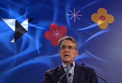 CORRECTION / (FILES) In this file photo taken on June 2, 2019, International Air Transport Association (IATA) chief executive Alexandre de Juniac speaks during the opening session of the annual general meeting of IATA in Seoul. The head of the International Air Transport Association (IATA) Alexandre de Juniac will step down in March and will be replaced by Willie Walsh, the former boss of the IAG group, Iata announced on November 23, 2020. / AFP / Jung Yeon-je
