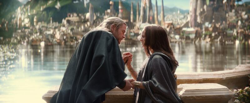 A handout movie still of "Marvel's Thor: The Dark World"

L to R: Thor (Chris Hemsworth) and Jane Foster (Natalie Portman)

(Courtesy: Marvel) *** Local Caption ***  AL14NO-MOVIES-THOR2.jpg