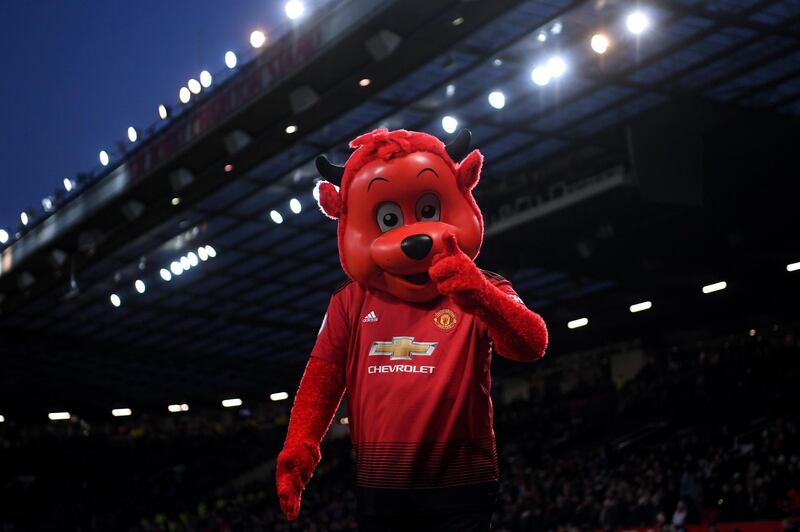 Manchester United mascot during half time. Getty Images