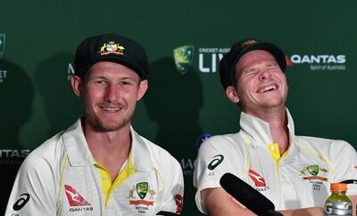 epa06353131 Cameron Bancroft (L) and Steve Smith (R) of Australia answer questions from the media about England wicketkeeper Jonny Bairstow at a post match press conference on Day 5 of the First Ashes Test match between Australia and England at the Gabba in Brisbane, Queensland, Australia, 27 November 2017.  EPA/DARREN ENGLAND EDITORIAL USE ONLY, IMAGES TO BE USED FOR NEWS REPORTING PURPOSES ONLY, NO COMMERCIAL USE WHATSOEVER, NO USE IN BOOKS WITHOUT PRIOR WRITTEN CONSENT FROM AAP AUSTRALIA AND NEW ZEALAND OUT