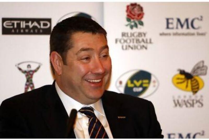 Steve Hayes, the owner of London Wasps, at a press conference earlier this month to announce that the LV Cup match against Harlequins would be taking place in Abu Dhabi.