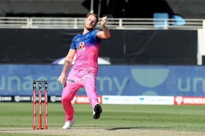 Ben Stokes of Rajasthan Royals during match 26 of season 13 of the Dream 11 Indian Premier League (IPL) between the Sunrisers Hyderabad and the Rajasthan Royals held at the Dubai International Cricket Stadium, Dubai in the United Arab Emirates on the 11th October 2020.  Photo by: Ron Gaunt  / Sportzpics for BCCI
