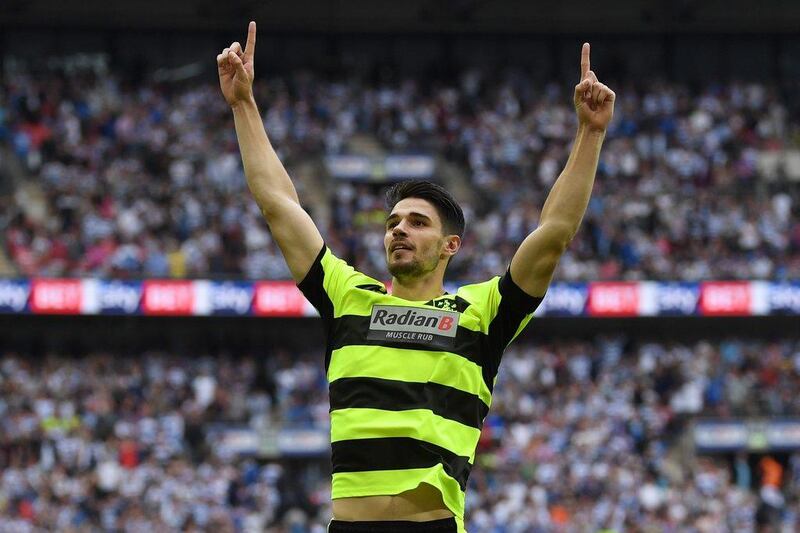 Christopher Schindler of Huddersfield Town celebrates scoring the winning penalty in the penalty shoot out after the Championship play-off final against Reading at Wembley Stadium on May 29, 2017 in London, England. Getty Images