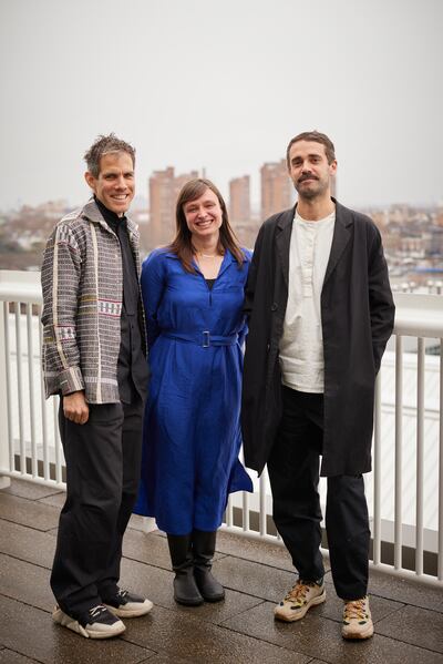 Alon Schwabe (left) and Daniel Fernandez Pascual with Danielle Burrows, part of the Climavore team who will now be based at the Royal College of Art. Photo: Climavore x Jameel