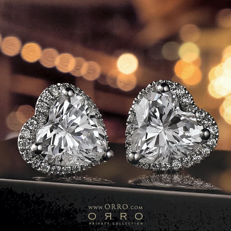 <p>Raised Heart earrings with 2-carat stones on each side, from Orro&nbsp;</p>
