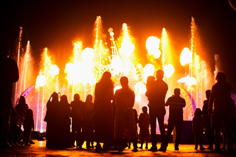 Spectacular illuminated fountains at Katara Cultural Village in Doha. AP Photo