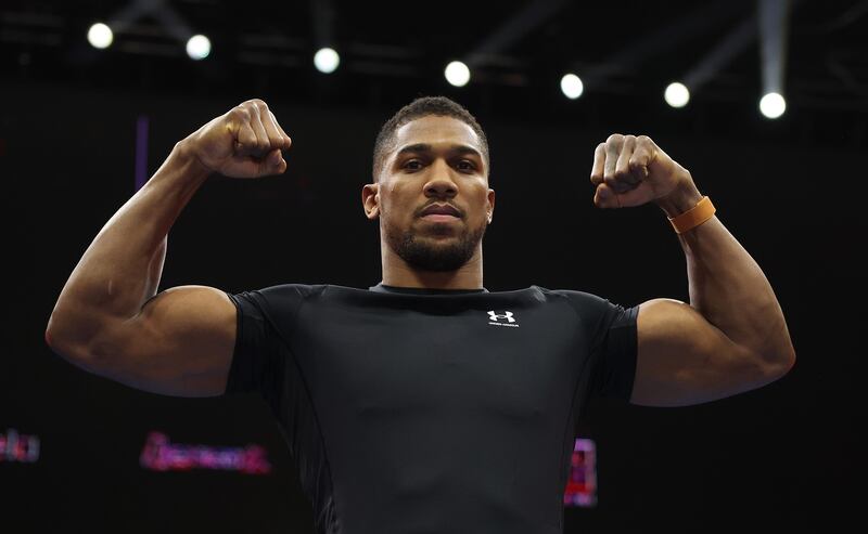 British heavyweight Anthony Joshua spent less than a minute shadow boxing for his workout. PA