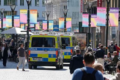 Security is tight in Malmo as Swedish authorities brace for protests around the Eurovision Song Contest. EPA 