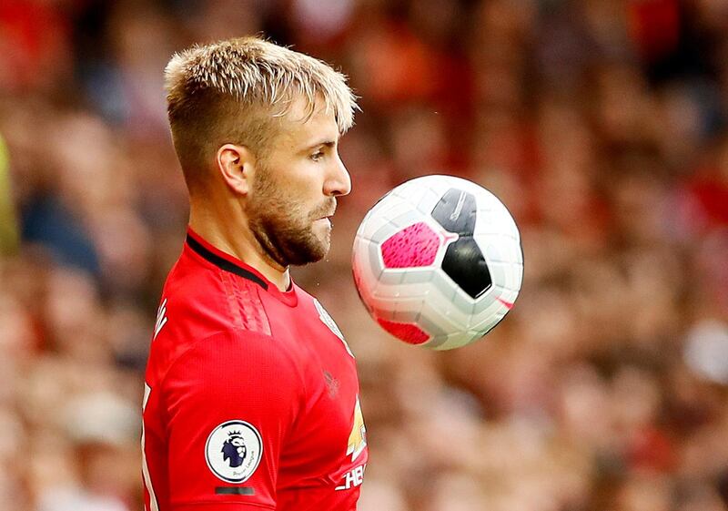FILE PHOTO: Soccer Football - Premier League - Manchester United v Chelsea - Old Trafford, Manchester, Britain - August 11, 2019  Manchester United's Luke Shaw in action  Action Images via Reuters/Jason Cairnduff  EDITORIAL USE ONLY. No use with unauthorized audio, video, data, fixture lists, club/league logos or "live" services. Online in-match use limited to 75 images, no video emulation. No use in betting, games or single club/league/player publications.  Please contact your account representative for further details./File Photo