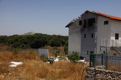 A house damaged by a direct hit from a Hezbollah anti-tank missile in Moshav Shtula in northern Israel. Bloomberg