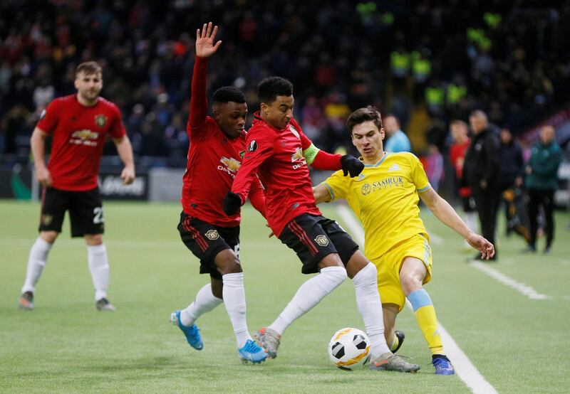 Manchester United's Jesse Lingard in action against Astana. Reuters