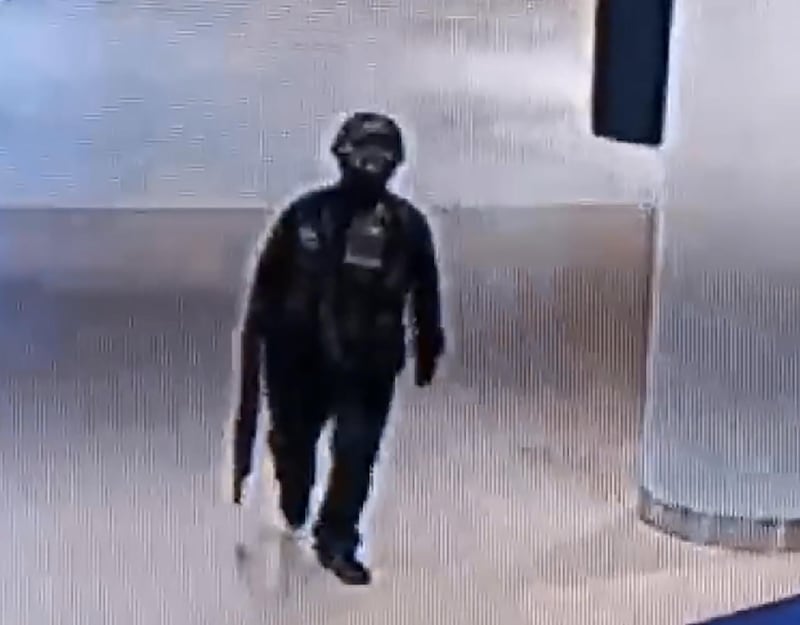 Footage from a security video in the Terminal 21 mall shows a Thai soldier carrying a rifle during shooting rampage in the Thai city of Nakhon Ratchasima on February 8, 2020. EPA