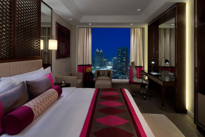 A handout photo of Luxury City View Room at Taj Dubai hotel (Courtesy: Taj Dubai) NOTE: For Adam Workman's hotel insider review for Weekend section *** Local Caption ***  taj-dubai-hotel06.jpg