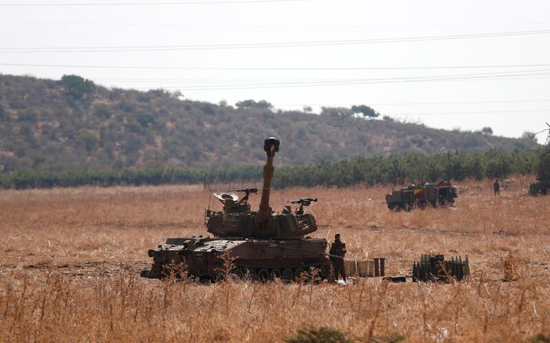 Israeli artillery in Hula Valley, near the Lebanon border.  EPA
