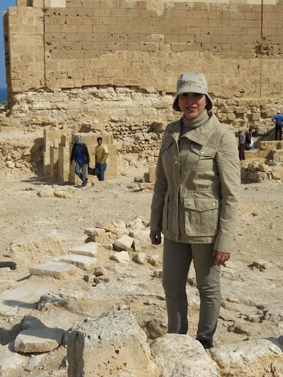 Dominican archaeologist Kathleen Martinez standing at the temple of Toposiris Magna west of the Mediterranean city of Alexandria, Egypt. Photo: Kathleen Martinez