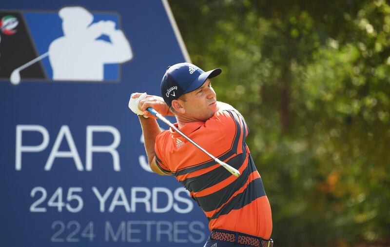 DUBAI, UNITED ARAB EMIRATES - NOVEMBER 16:  Sergio Garcia of Spain tees off on the 4th hole during day two of the DP World Tour Championship at Jumeirah Golf Estates on November 16, 2018 in Dubai, United Arab Emirates.  (Photo by Ross Kinnaird/Getty Images)