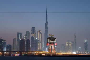 Swiss photographer Marc Ninghetto brings super-robot Grendizer to stand tall in Dubai. Courtesy MB&F MAD Gallery  