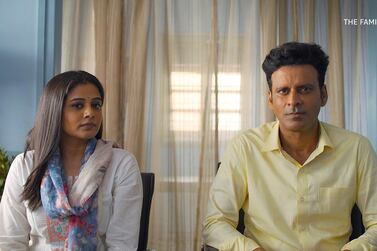 Priyamani and Manoj Bajpayee in season two of 'The Family Man'. Amazon Prime Video 