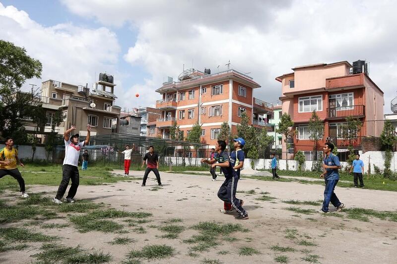 Cricketers shown during a practice session at the Baluwatar Cricket Club in Kathmandu, Nepal. Pawan Singh / The National