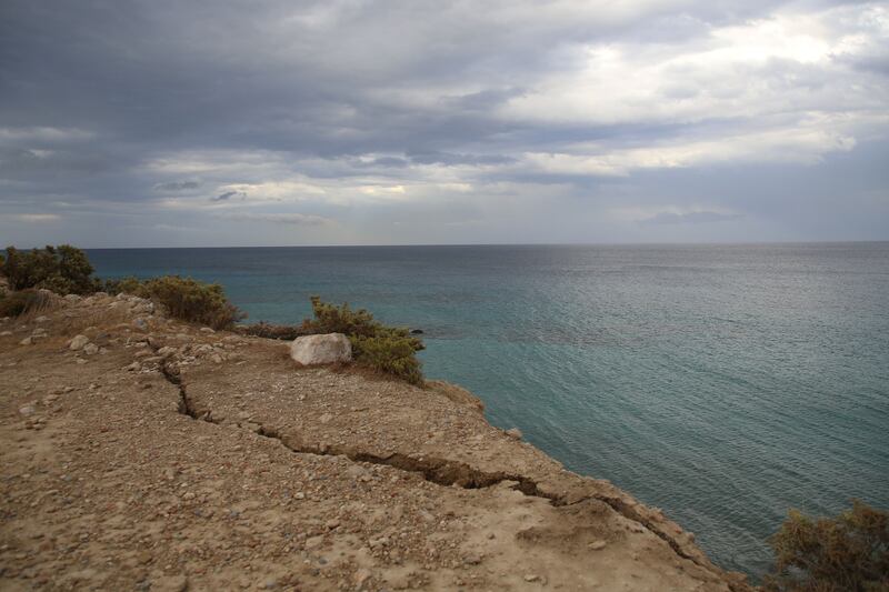 A crack is seen on the coast following the quake. Reuters