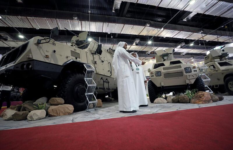 Military vehicles are displayed on the Saudi stand during on the first day of Egypt Defence Expo, showcasing military systems and hardware in Cairo, Egypt. Reuters