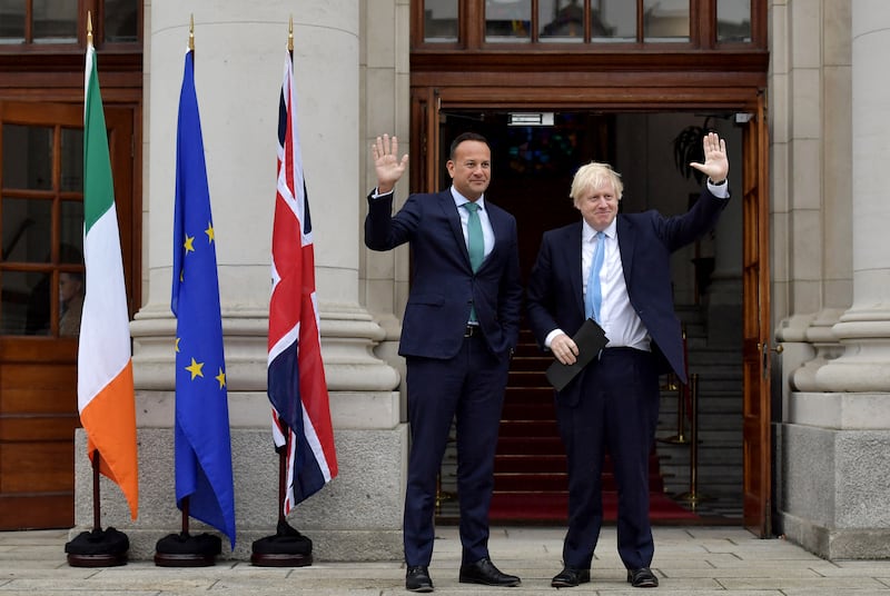 Then-British prime minister Boris Johnson meets Mr Varadkar at the Government Buildings in Dublin in September 2019. Getty Images