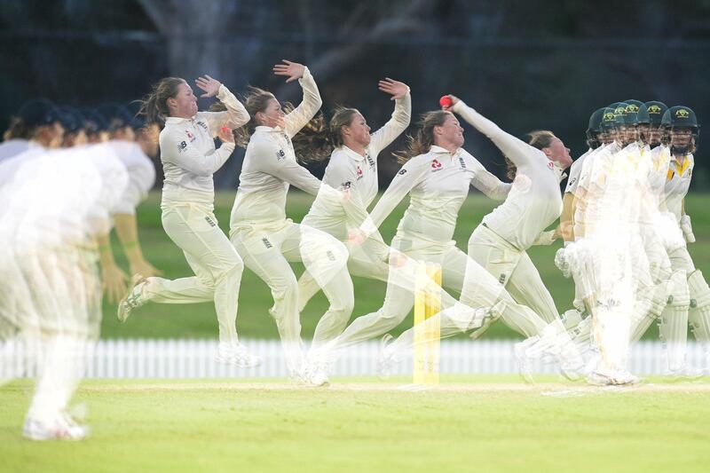 Anya Shrubsole of England bowls a delivery during day three of the Women's Tour match between England and the Cricket Australia XI at Blacktown International Sportspark in Sydney, Australia. Brett Hemmings / Getty Images