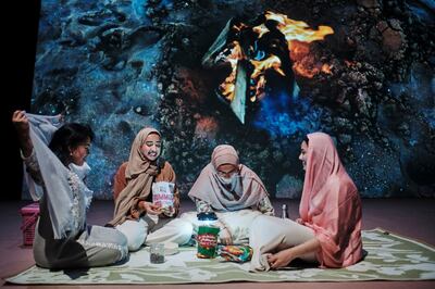 A performance of 'Al Raheel | Departure' by Emirati writer Reem Almenhali and American director Joanna Settle. Photo: NYU Abu Dhabi