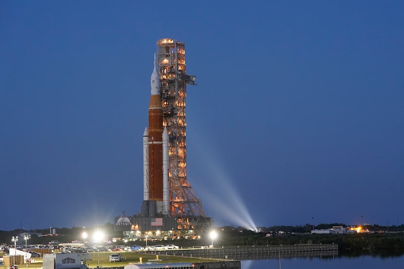 The Artemis rocket with the Orion spacecraft aboard. AP Photo