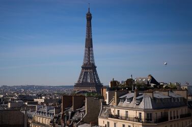 The weather balloon of Airparif, the organisation responsible for monitoring the air quality in the Ile de France region, flies next to the Eiffel Tower in Paris this month. AFP