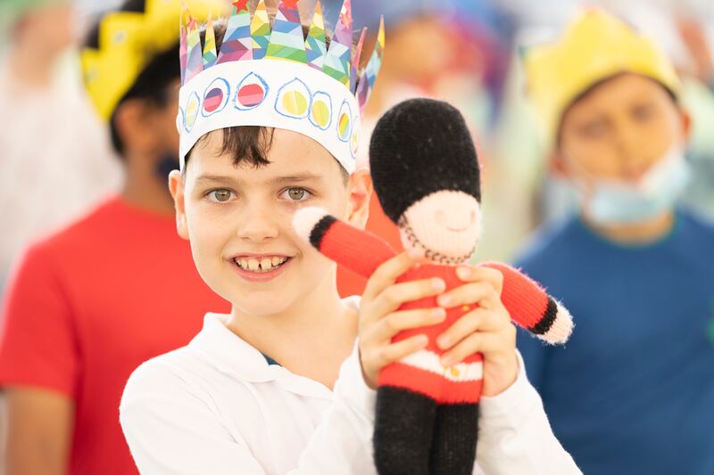 A pupil at the British School Al Khubairat celebrates the queen's platinum jubilee this year. 