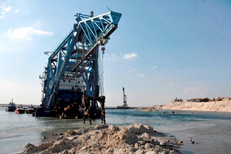 A dredger at work on the New Suez Canal. Courtesy NMDC