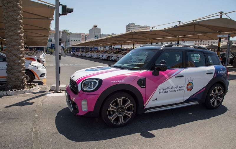 Dubai, United Arab Emirates - A Mini Cooper specially for women drivers at the Emirates Driving Institute, Dubai.  Leslie Pableo for The National