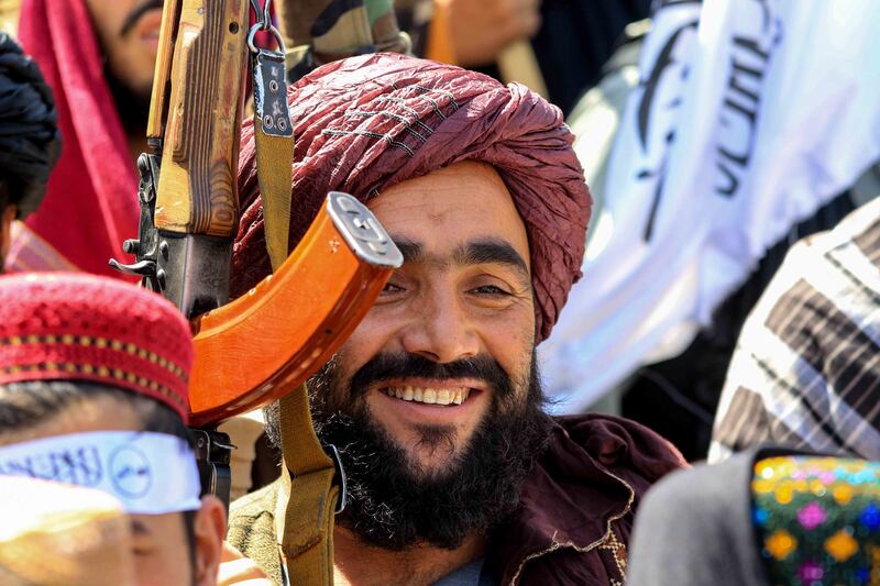 The Taliban celebrate the first anniversary of the US withdrawal in Kabul, Afghanistan on August 31. EPA