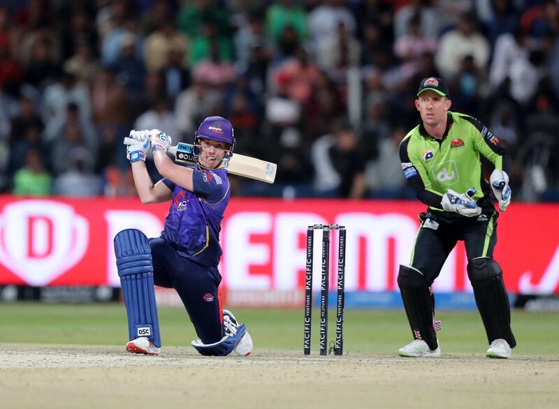 Abu Dhabi, United Arab Emirates - November 24, 2019: Tigers' Luke Moores bats during the 3rd 4th place playoff game between the Bangla Tigers and the Qalandars in the Abu Dhabi T10 league. Sunday, November 24th, 2017 at Zayed Cricket Stadium, Abu Dhabi. Chris Whiteoak / The National