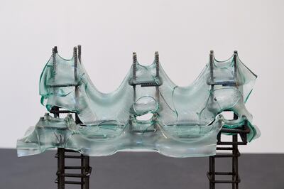 Latifa Saeed's sculptures made of glass and rebar. Warehouse421