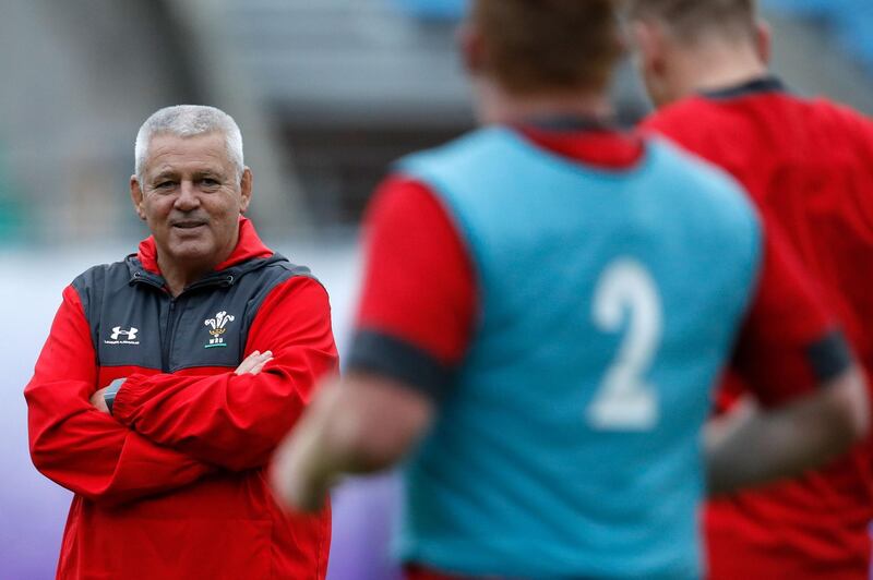 Wales' head coach Warren Gatland takes part in a training session at Prince Chichibu Memorial Rugby Ground in Tokyo ahead of their Japan 2019 Rugby World Cup semi-final against South Africa. AFP