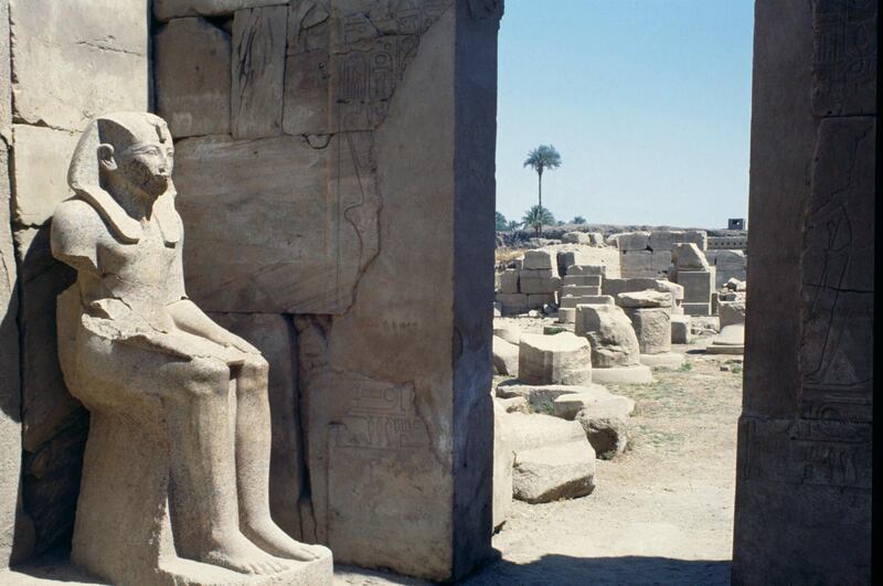 UNSPECIFIED - FEBRUARY 22: Statue of Thutmose III in ceremonial attire, Sanctuary of the sacred boat, Temple of Amun, Karnak Temple Complex (UNESCO World Heritage List, 1979). Egyptian Civilisation, New Kingdom, Dynasty XVIII. (Photo by DeAgostini/Getty Images)