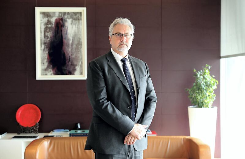 DUBAI,  UNITED ARAB EMIRATES , JUNE 18 – 2019 :- Jacques Visser, DIFC Authority Chief Legal Officer at his office in DIFC in Dubai . ( Pawan Singh / The National ) For Business. Story by Nada El Sawy 