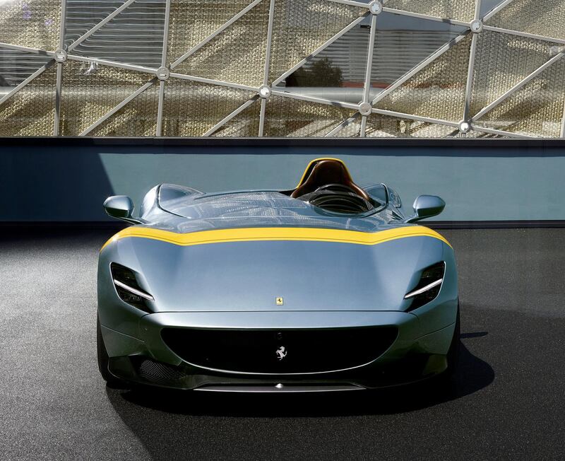 Ferrari's new Monza SP1 is seen in this picture released by Ferrari press office during a meeting in Maranello, Italy, September 18, 2018. Picture taken July 29, 2018. Ferrari Press Office/Handout via REUTERS   ATTENTION EDITORS - THIS IMAGE WAS PROVIDED BY A THIRD PARTY. NO RESALES. NO ARCHIVES.