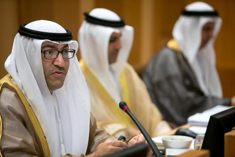 Abdul Rahman Al Owais, Minister of Health, gives a presentation on the Mers situation, and the country’s response to the coronavirus, at the Federal National Council’s session on June 3, 2014. Silvia Razgova / The National 