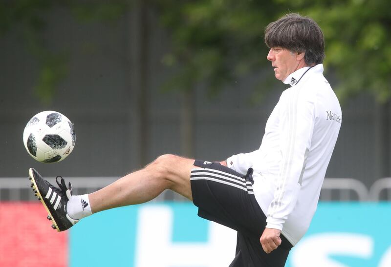 Joachim Loew, manager of Germany, during a training session ahead of the 2018 FIFA World Cup at CSKA Sports Base in Moscow, Russia, on June 14, 2018. Alexander Hassenstein / Getty Images