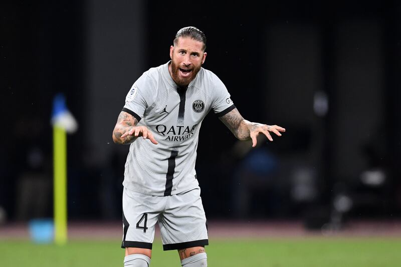 PSG defender Sergio Ramos during the match. Getty