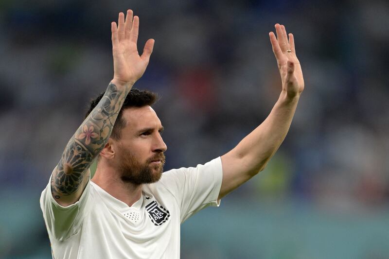 Argentina's Lionel Messi waves to supporters. AFP