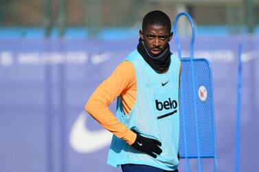 Barcelona's French forward Ousmane Dembele looks on during a training session at the Joan Gamper training ground in Sant Joan Despi near Barcelona, on January 22, 2022 on the eve of the Spanish League football match against Alaves.  - Ousmane Dembele hit back at Barcelona on January 20, 2022 by saying he "won't give in to blackmail" after the club's director of football Mateu Alemany said the winger must leave before the end of January.  (Photo by LLUIS GENE  /  AFP)