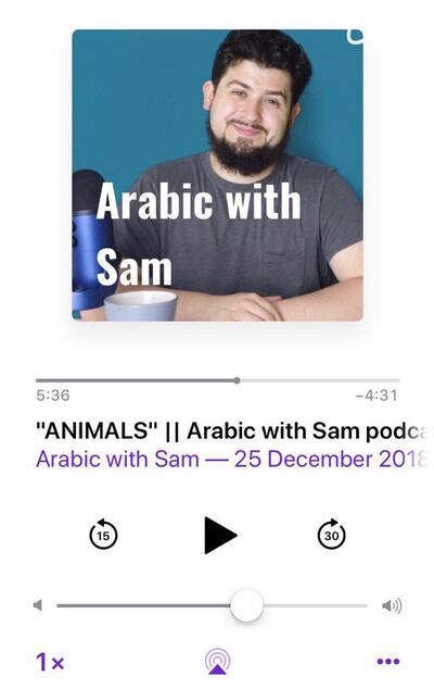 Sam guides learners though Arabic lessons in his Arabic With Sam podcast. 