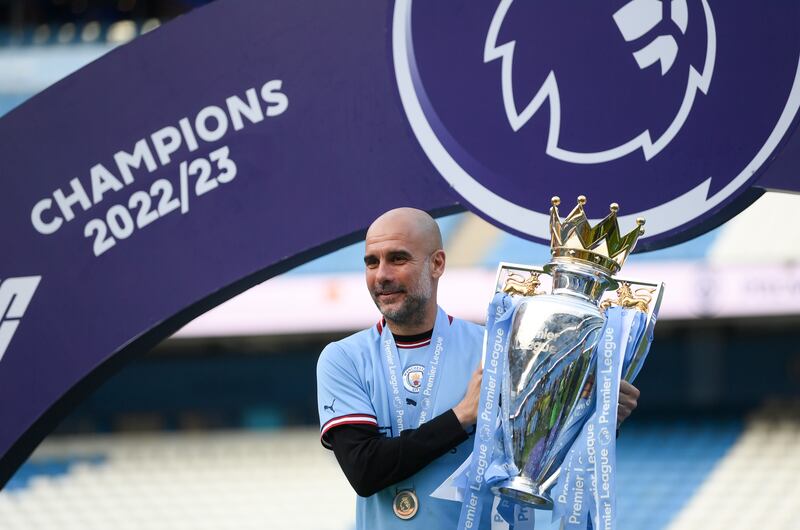 Manchester City manager Pep Guardiola has warned his players not to become complacent after they clinched their their Premier League title in a row. Getty