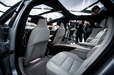 The interior of the Lucid Motors Inc. branded Air alpha prototype vehicle is seen during the 2017 New York International Auto Show (NYIAS) in New York, U.S., on Thursday, April 13, 2017. The New York International Auto Show, North America's first and largest-attended auto show dating back to 1900, showcases an incredible collection of cutting-edge design and extraordinary innovation. Photographer: Mark Kauzlarich/Bloomberg
