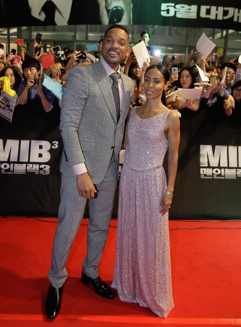 SEOUL, SOUTH KOREA - MAY 07:  (L to R) Actor Will Smith and his wife Jada Pinkett Smith attend the 'Men In Balck 3' Seoul premiere at Times Square on May 7, 2012 in Seoul, South Korea. The film will open on May 24 in South Korea.  (Photo by Chung Sung-Jun/Getty Images)